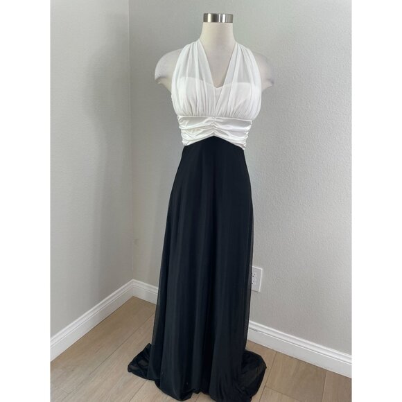 XOXO Dresses & Skirts - NEW Vintage Y2K XOXO‎ Womens Medium Halter Black White Long Evening Dress Formal